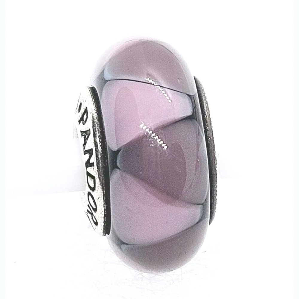 PANDORA ALE S 925 Purple Lavender Murano Glass Charm Vintage Retired 790635 - Picture 1 of 6